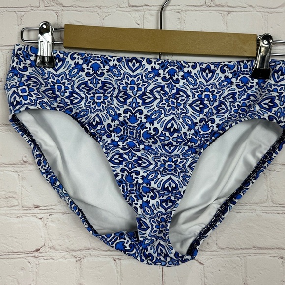 Lands’ End Women’s Bikini Swim bottom blue white, sz 4, GUC - Picture 1 of 4